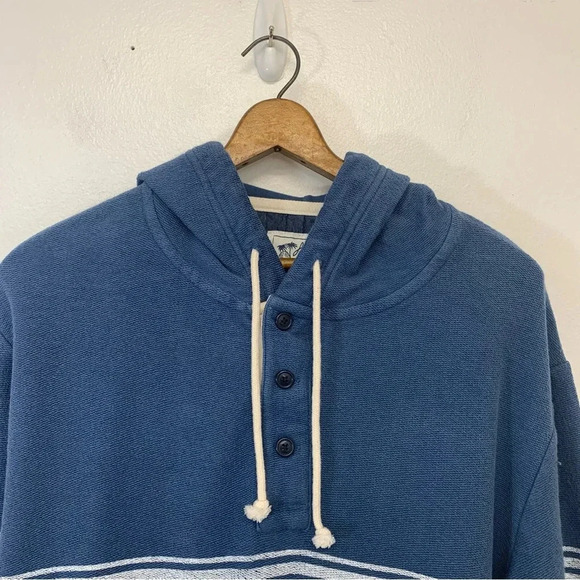 American Eagle Sweater Hood Men  Medium Blue Stripe 100% Cotton Casual Work - Picture 2 of 11